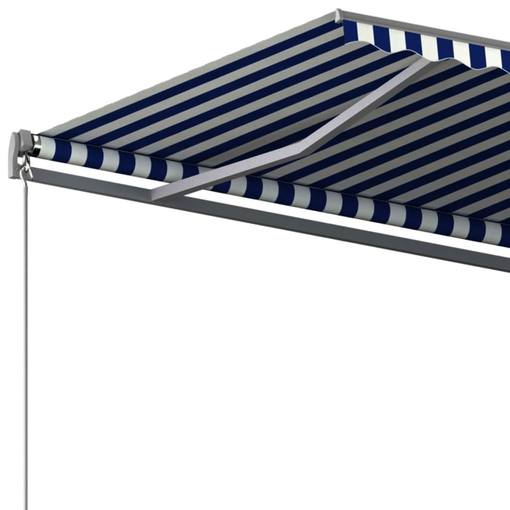 Copertină autonomă retractabilă automat albastru&alb 350x250 cm