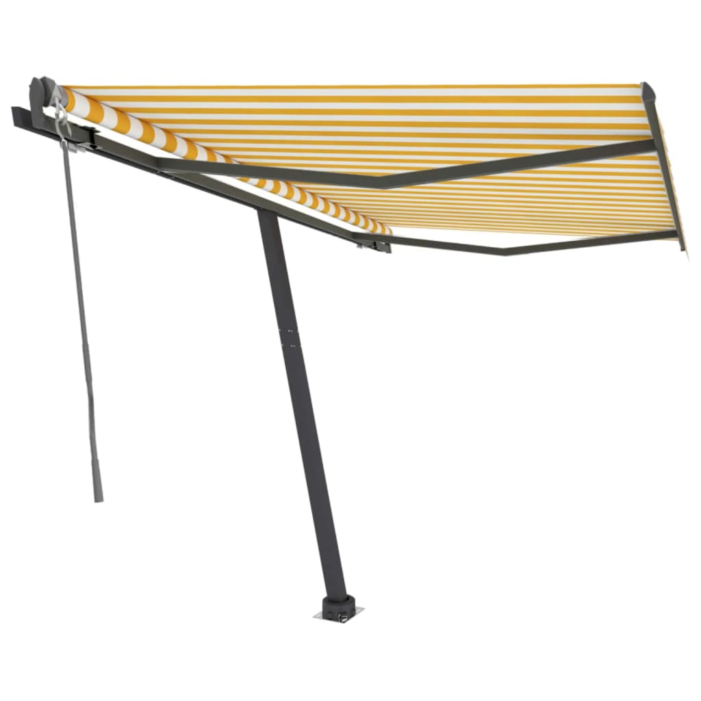 Copertină autonomă retractabilă automat, galben&alb, 350x250 cm