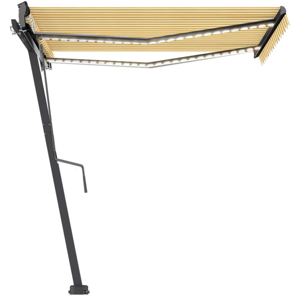 Copertină autonomă retractabilă automat, galben&alb, 350x250 cm