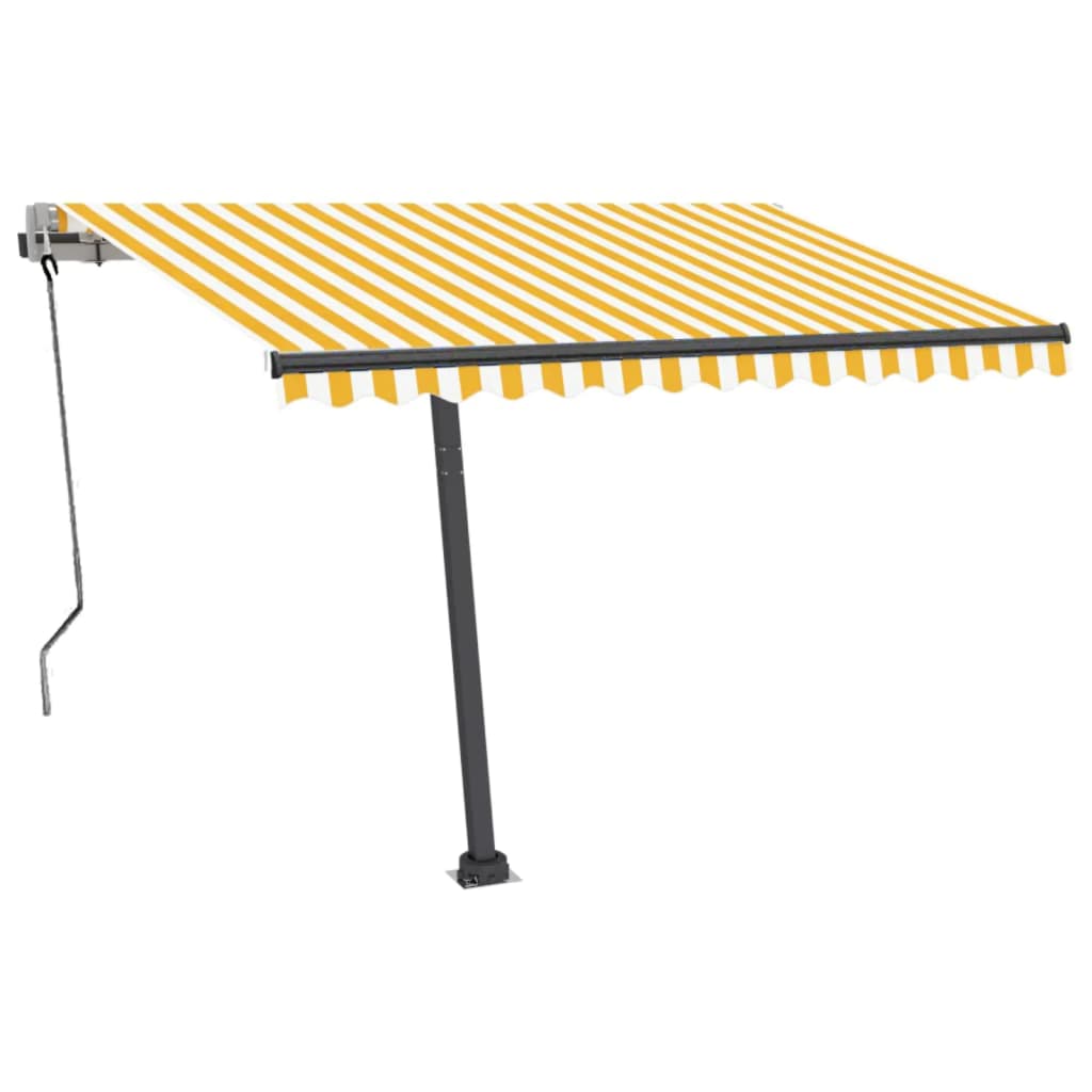 Copertină autonomă retractabilă automat, galben&alb, 350x250 cm