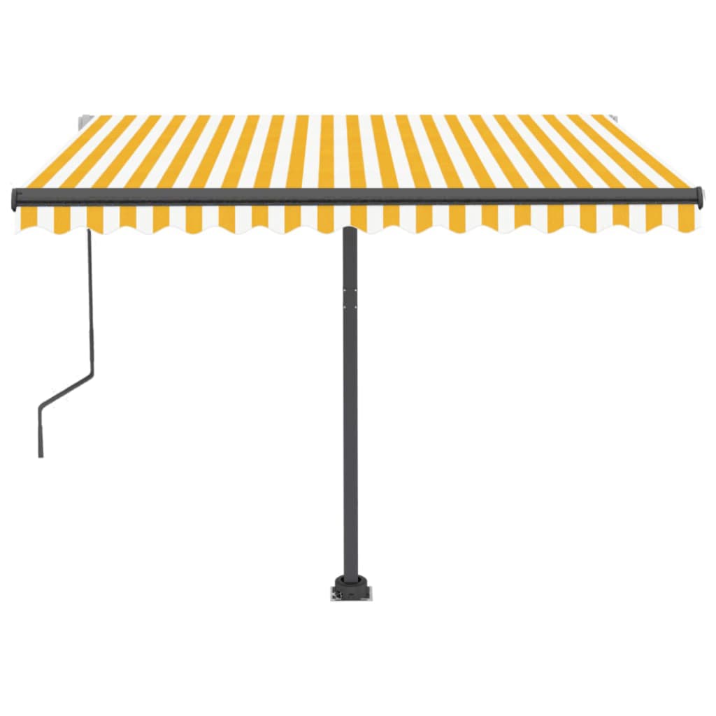 Copertină autonomă retractabilă automat, galben&alb, 350x250 cm
