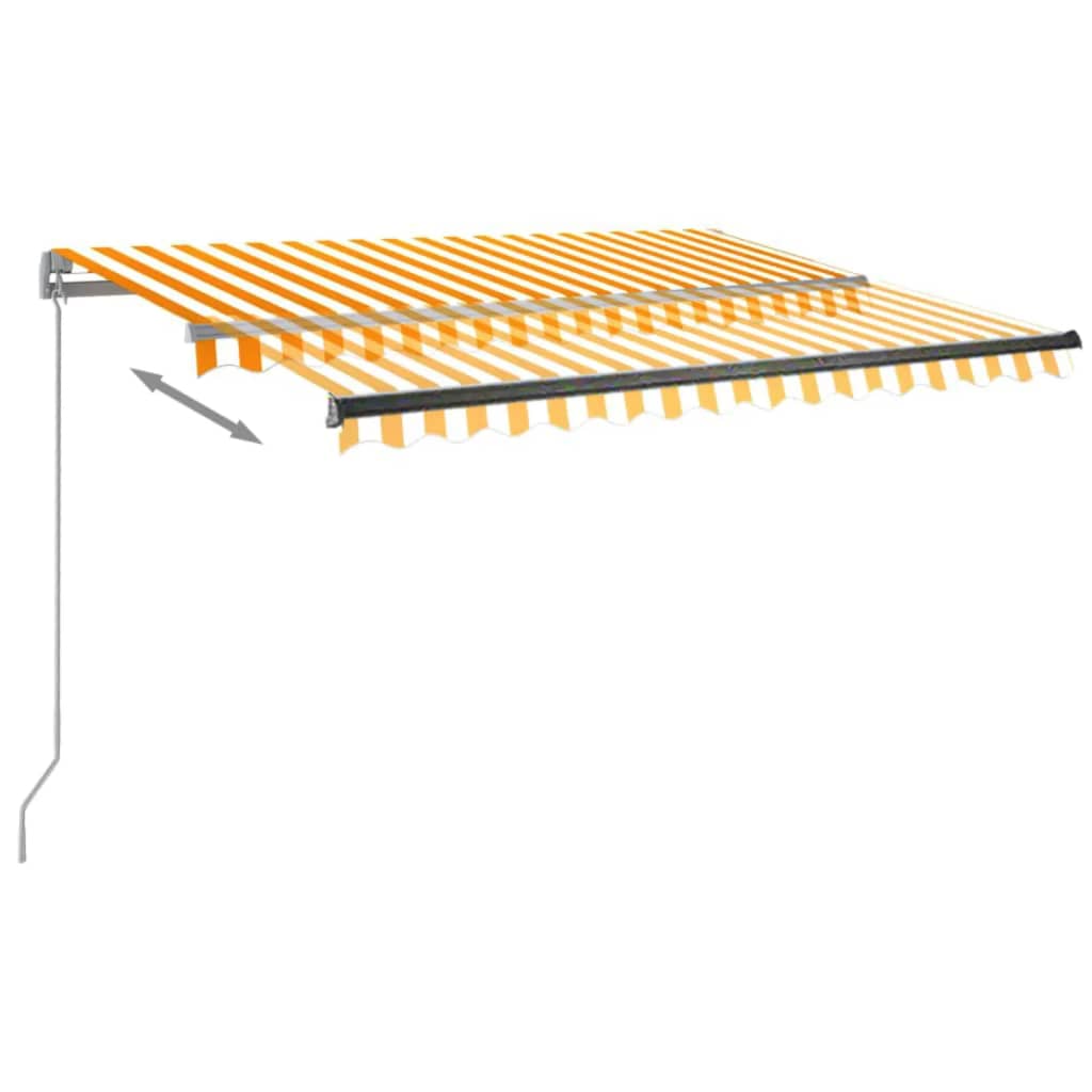 Copertină autonomă retractabilă automat, galben&alb, 350x250 cm