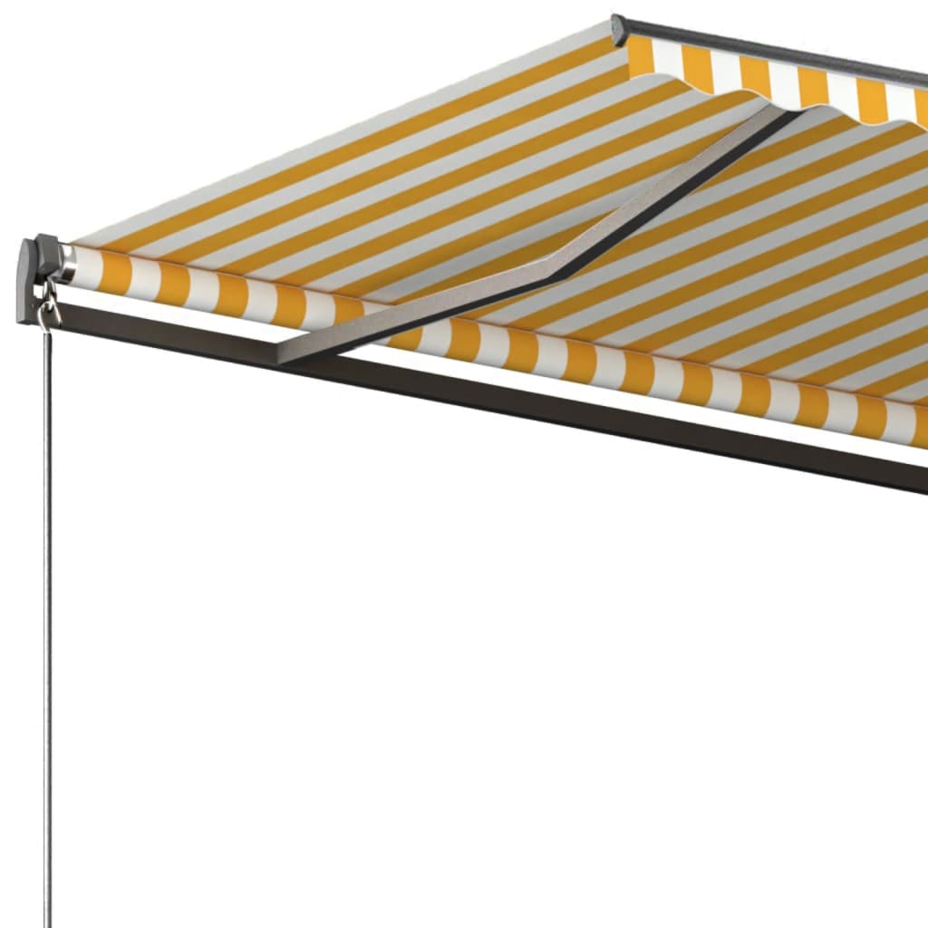 Copertină autonomă retractabilă automat, galben&alb, 350x250 cm