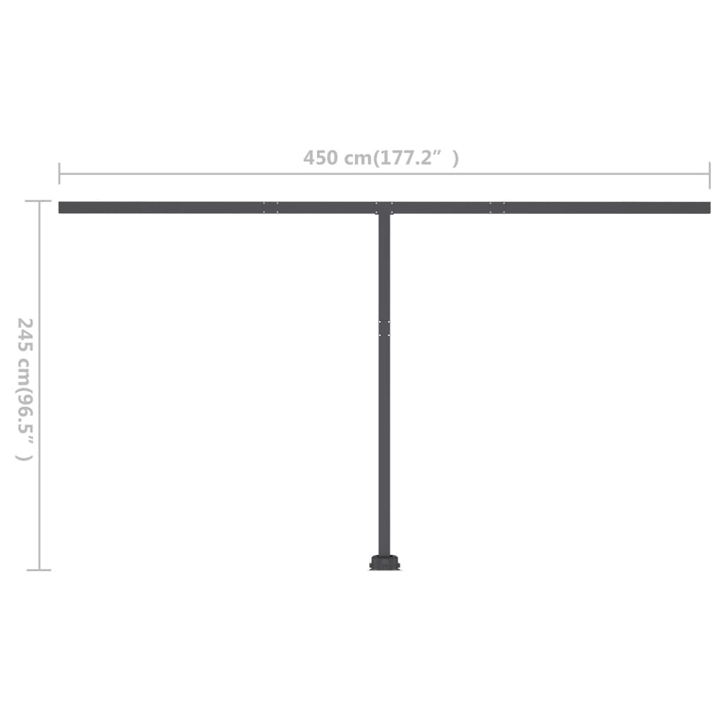 Copertină autonomă retractabilă manual, antracit, 400x300 cm