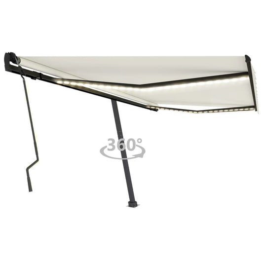 Copertină retractabilă manual cu LED, crem, 400x300 cm