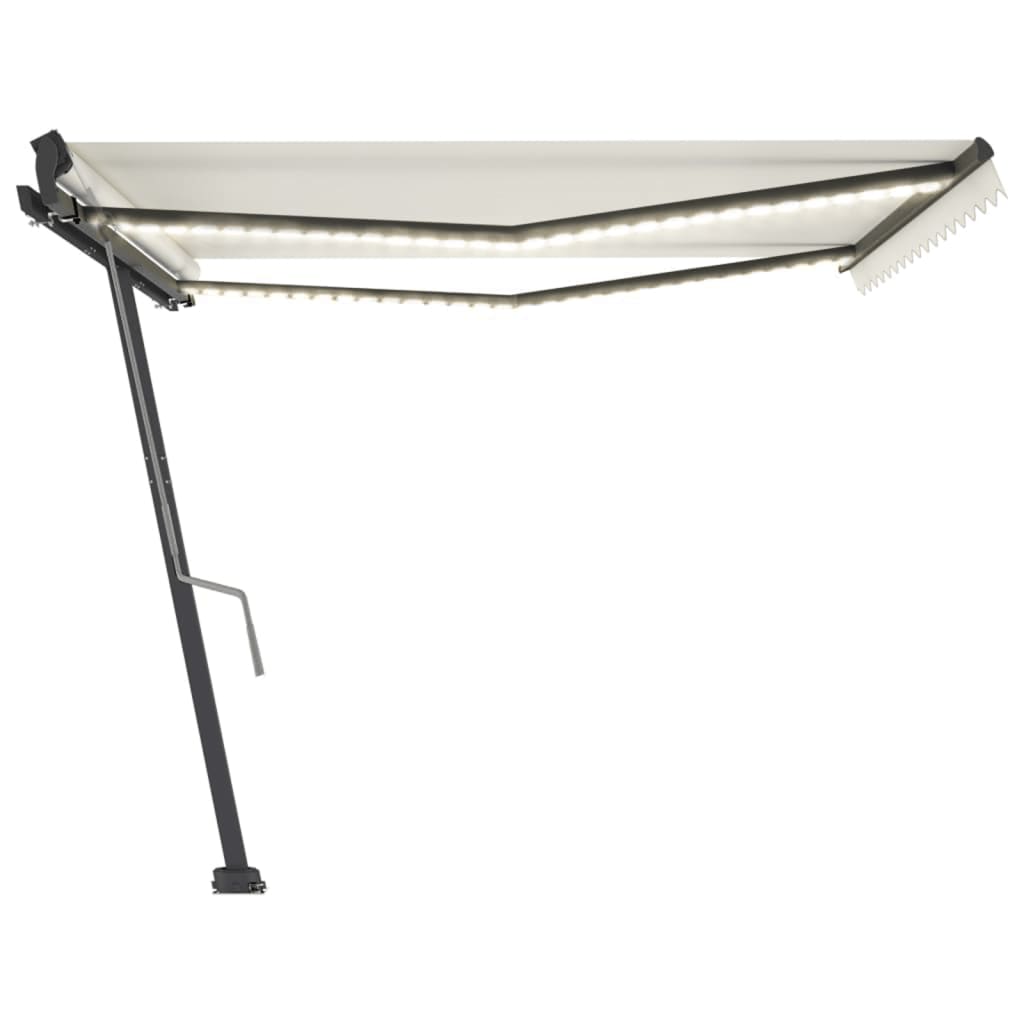 Copertină retractabilă manual cu LED, crem, 400x300 cm