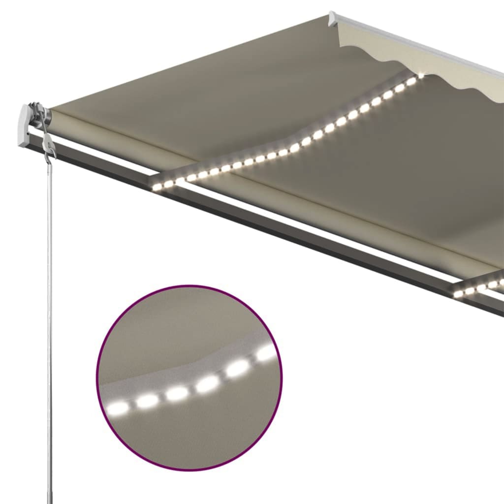 Copertină retractabilă manual cu LED, crem, 400x300 cm