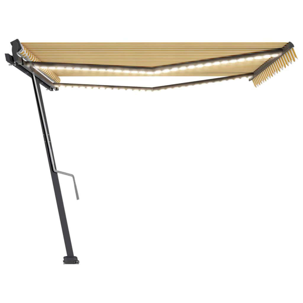 Copertină retractabilă manual cu LED, galben & alb, 400x300 cm