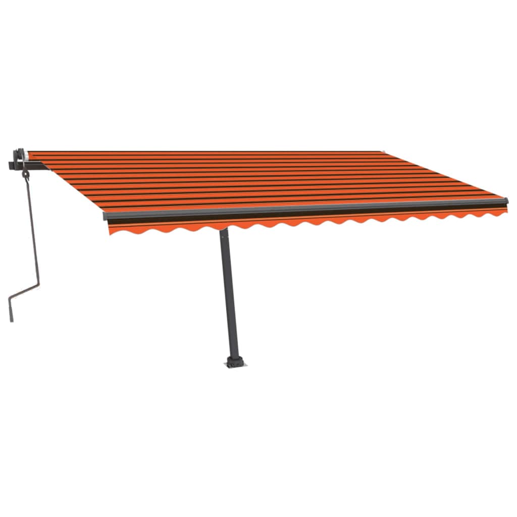Copertină retractabilă manual cu LED portocaliu&maro 400x300 cm
