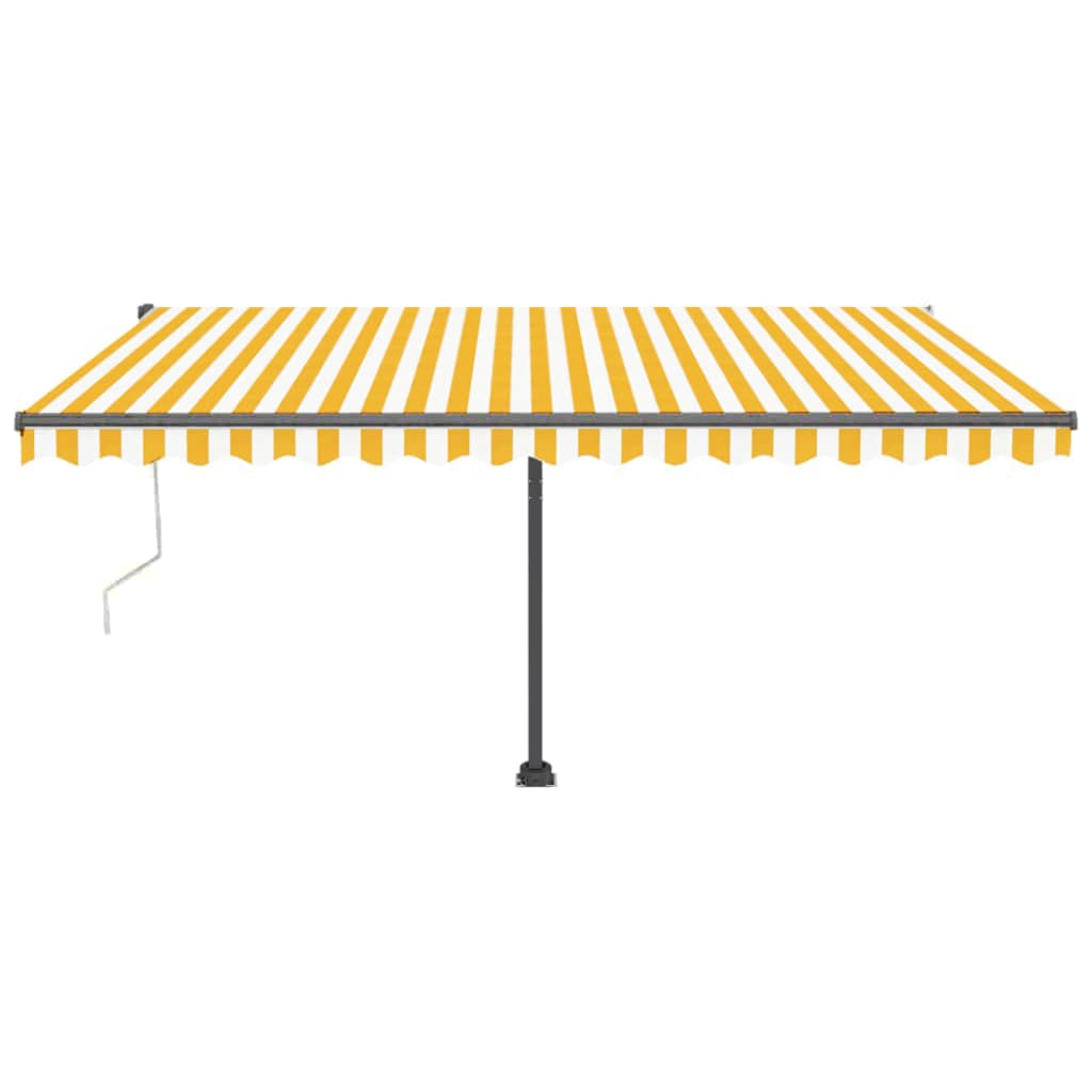 Copertină automată cu senzor vânt & LED, galben&alb, 400x300 cm