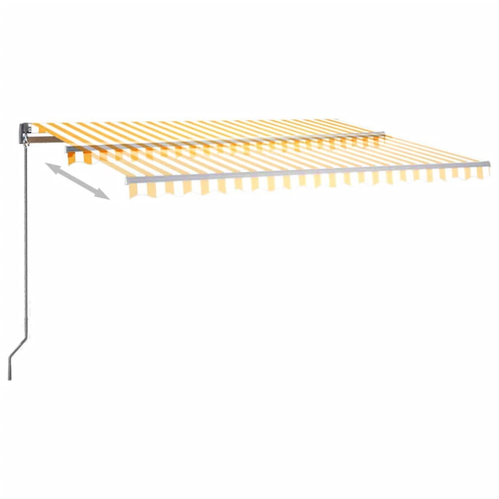 Copertină automată cu senzor vânt & LED, galben&alb, 400x300 cm