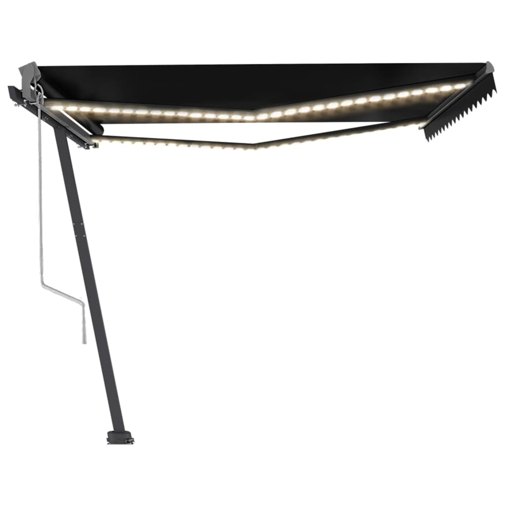 Copertină automată cu senzor vânt & LED, antracit, 400x300 cm