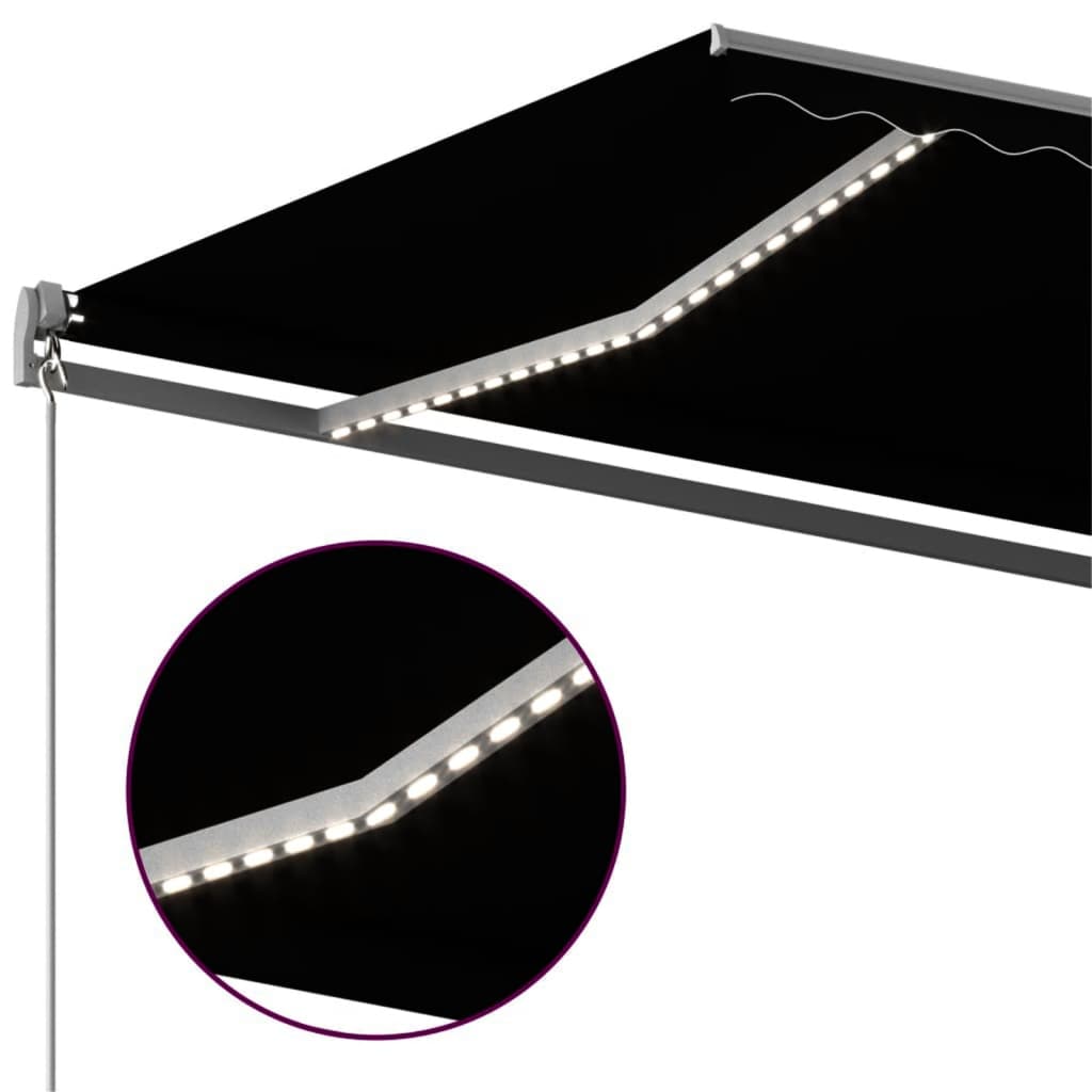 Copertină automată cu senzor vânt & LED, antracit, 400x300 cm