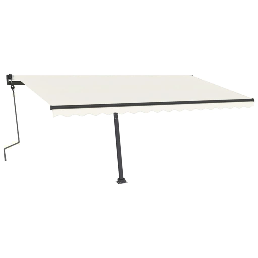Copertină retractabilă manual cu LED, crem, 450x300 cm