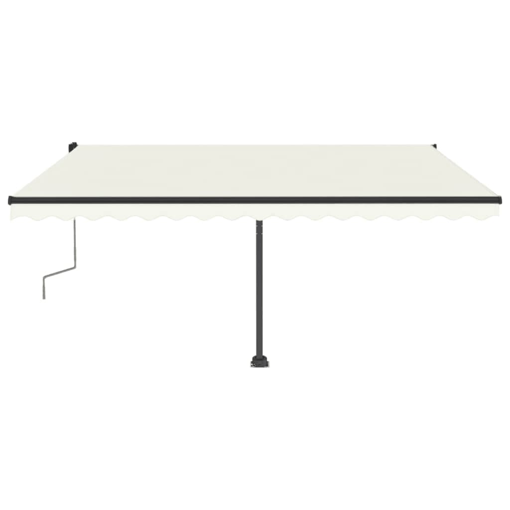 Copertină retractabilă manual cu LED, crem, 450x300 cm