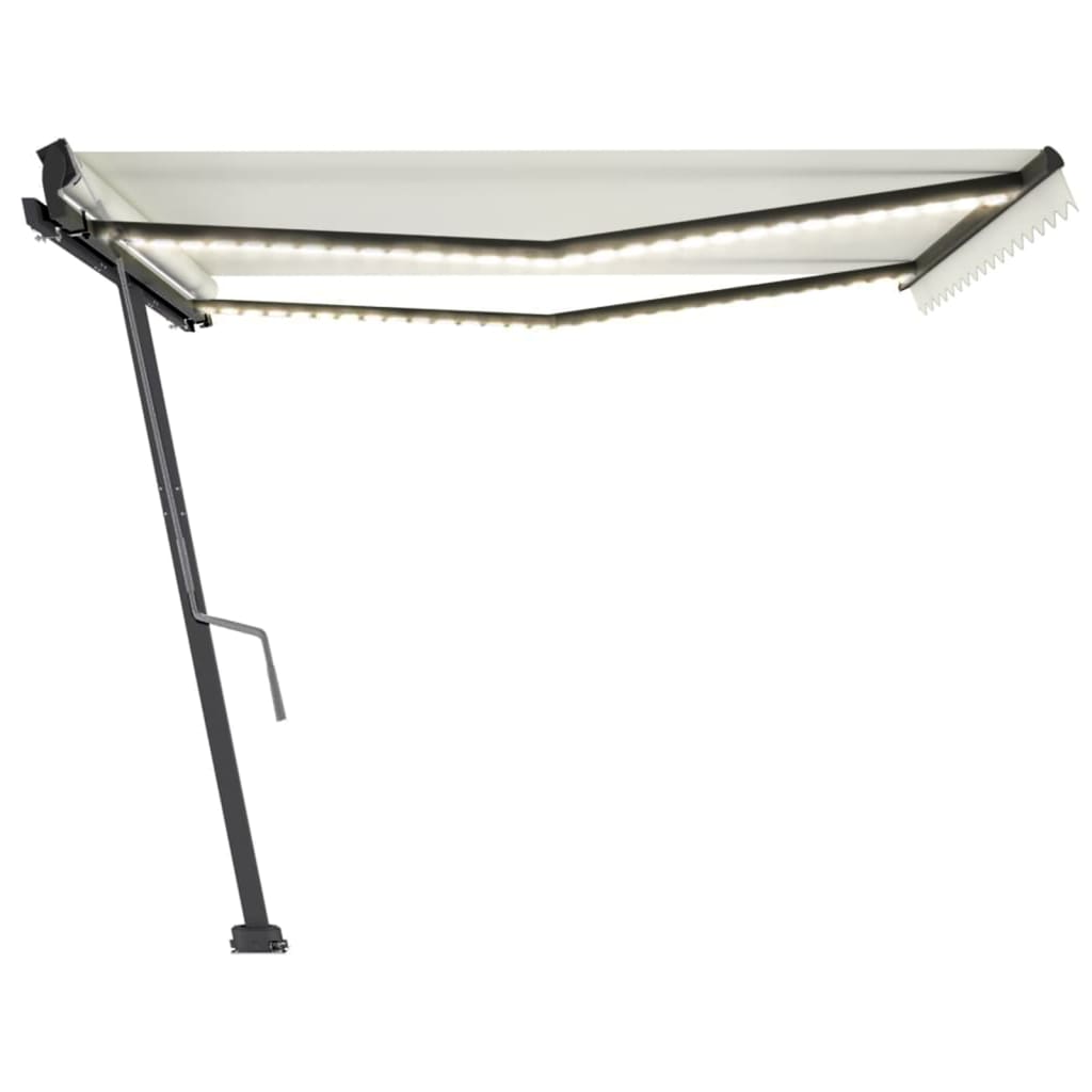 Copertină retractabilă manual cu LED, crem, 450x300 cm