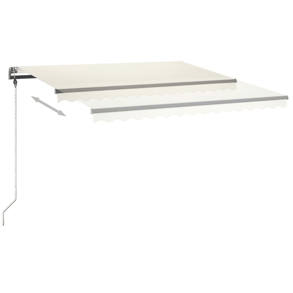 Copertină retractabilă manual cu LED, crem, 450x300 cm
