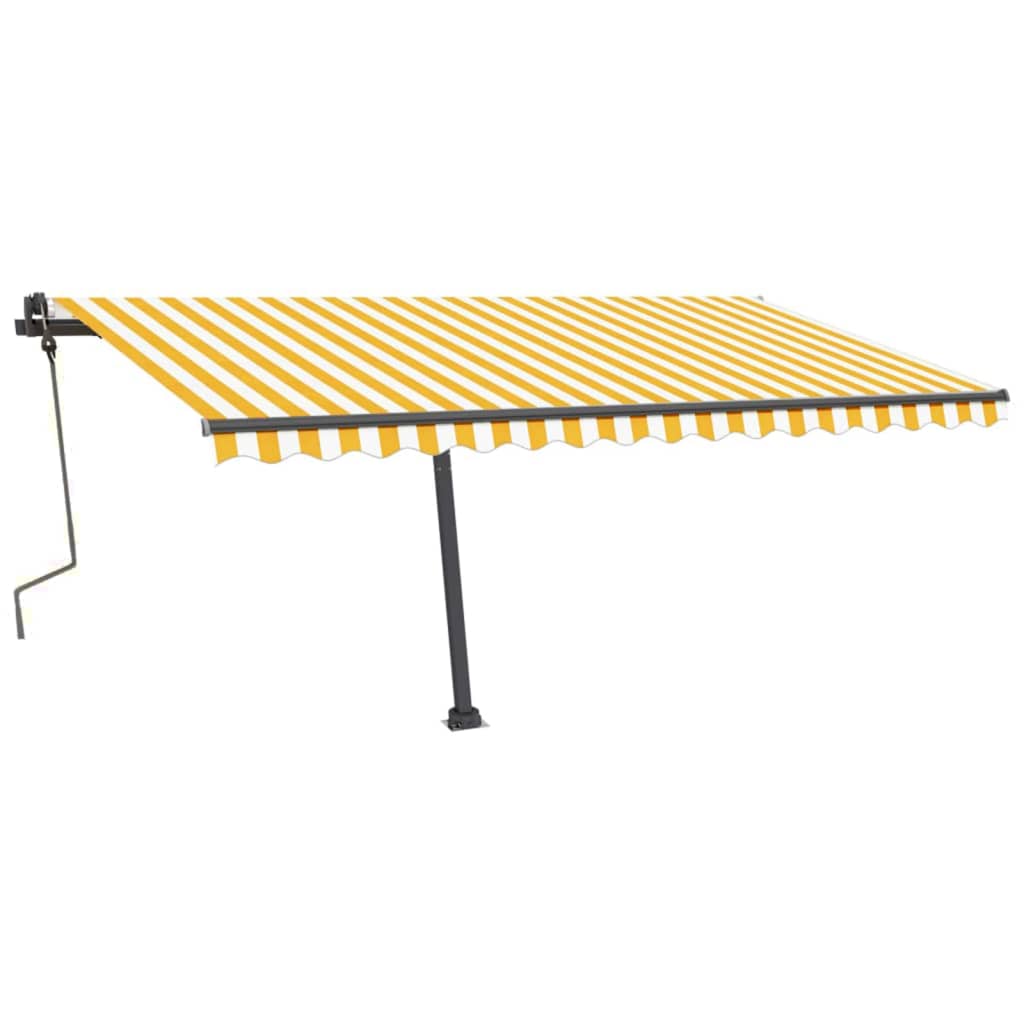Copertină retractabilă manual cu LED, galben și alb, 450x300 cm
