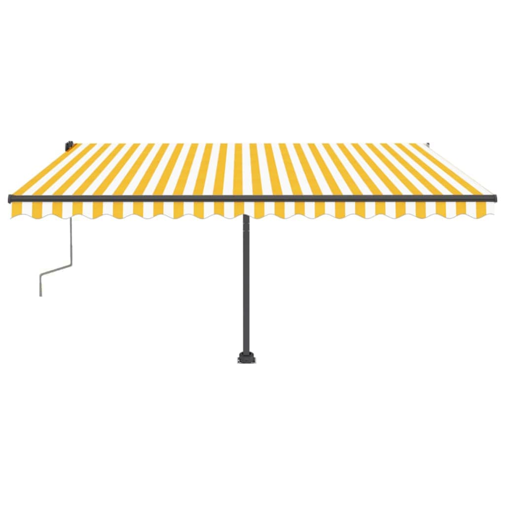 Copertină retractabilă manual cu LED, galben și alb, 450x300 cm