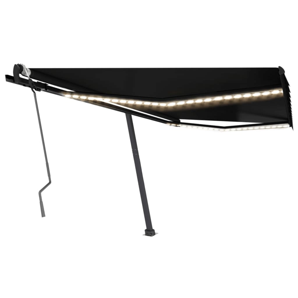 Copertină retractabilă manual cu LED, antracit, 450x300 cm