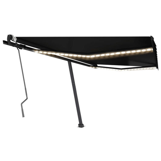 Copertină retractabilă manual cu LED, antracit, 450x300 cm