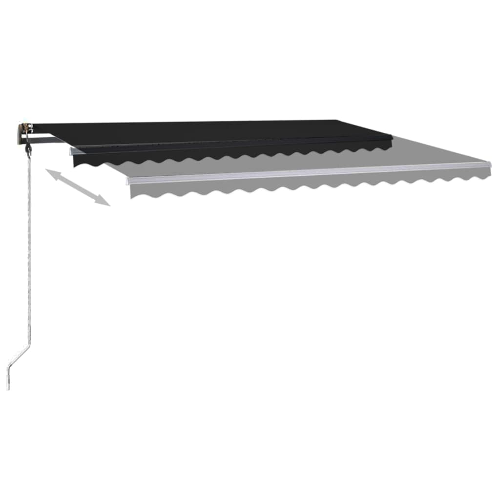 Copertină retractabilă manual cu LED, antracit, 450x300 cm