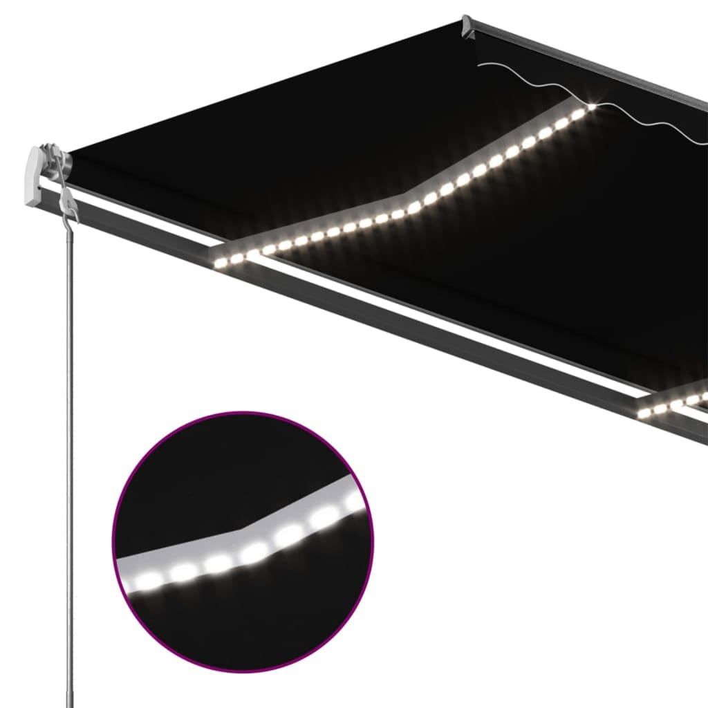 Copertină retractabilă manual cu LED, antracit, 450x300 cm