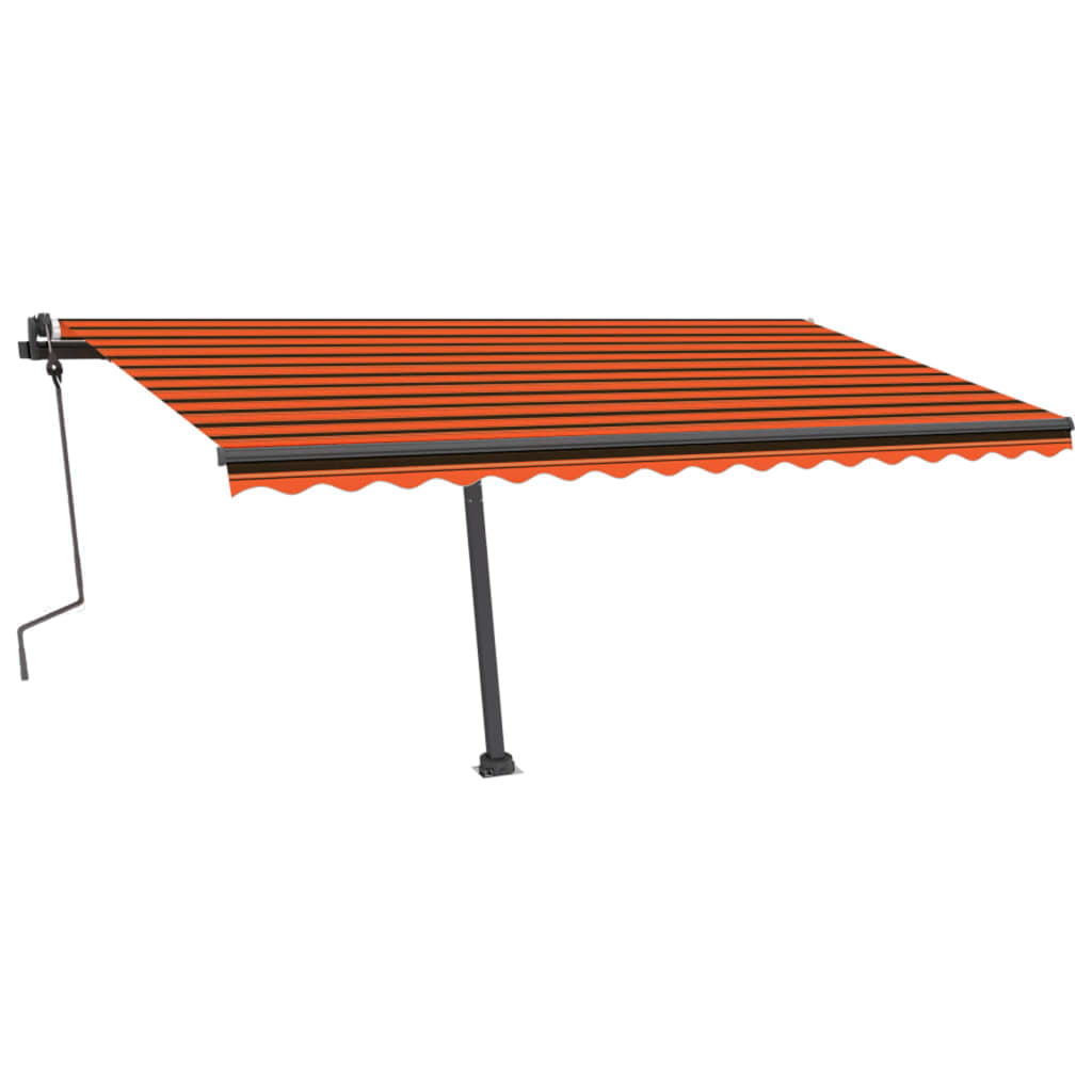 Copertină retractabilă manual cu LED portocaliu&maro 450x300 cm