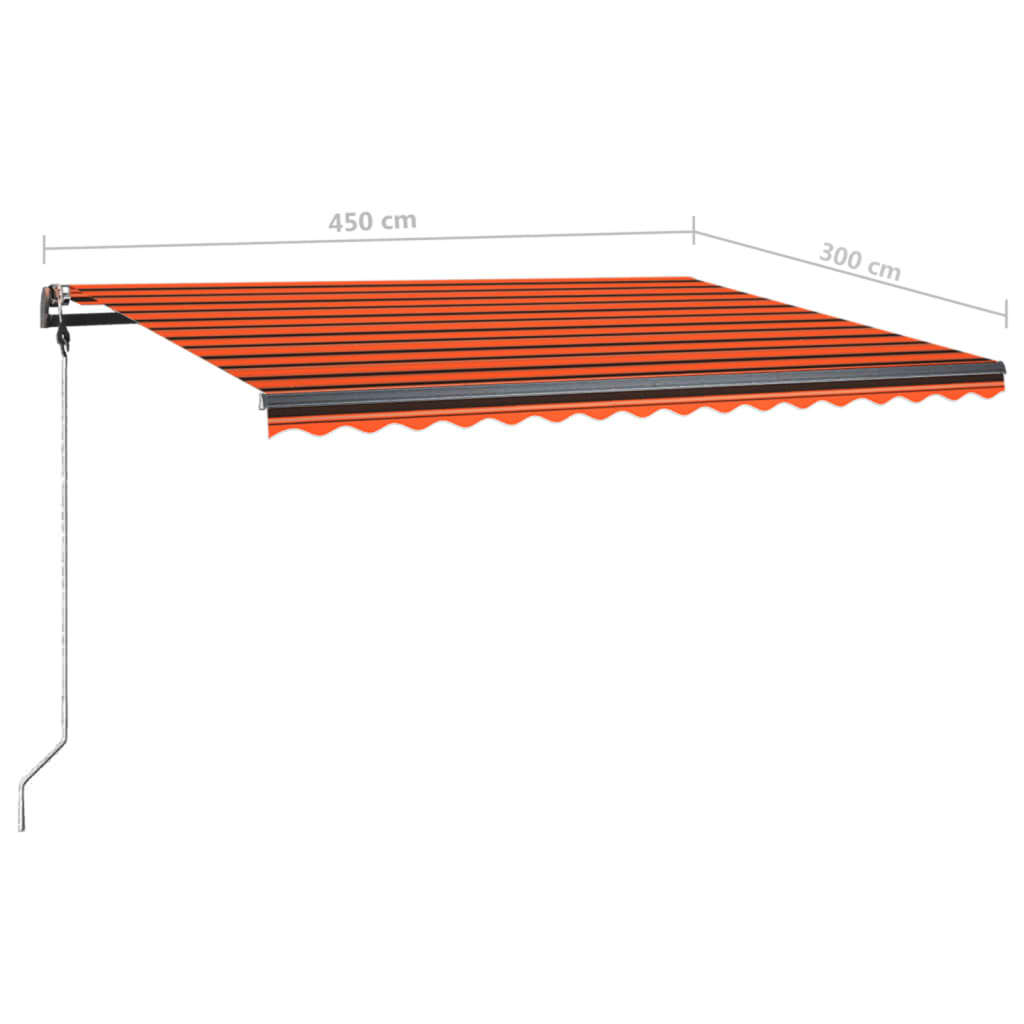 Copertină retractabilă manual cu LED portocaliu&maro 450x300 cm