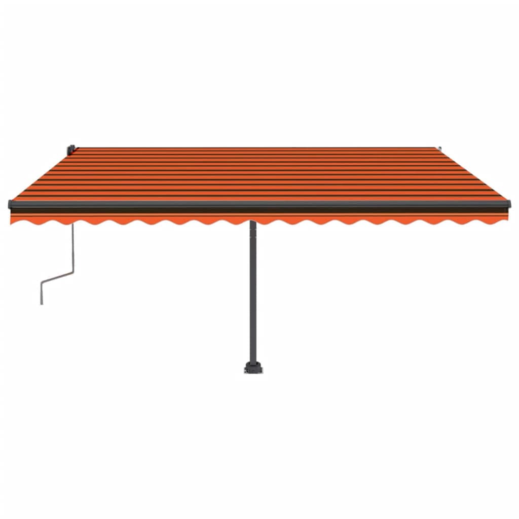 Copertină retractabilă manual cu LED portocaliu&maro 450x300 cm