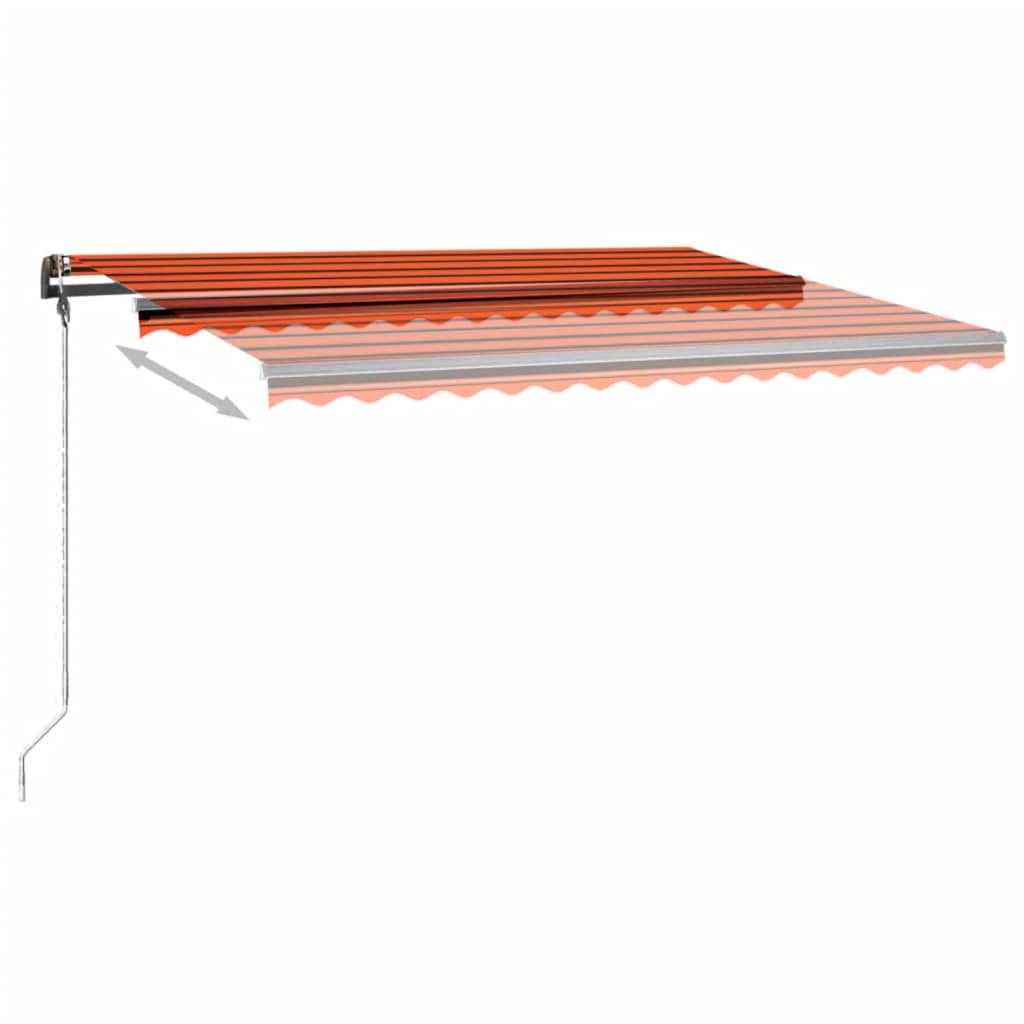 Copertină retractabilă manual cu LED portocaliu&maro 450x300 cm