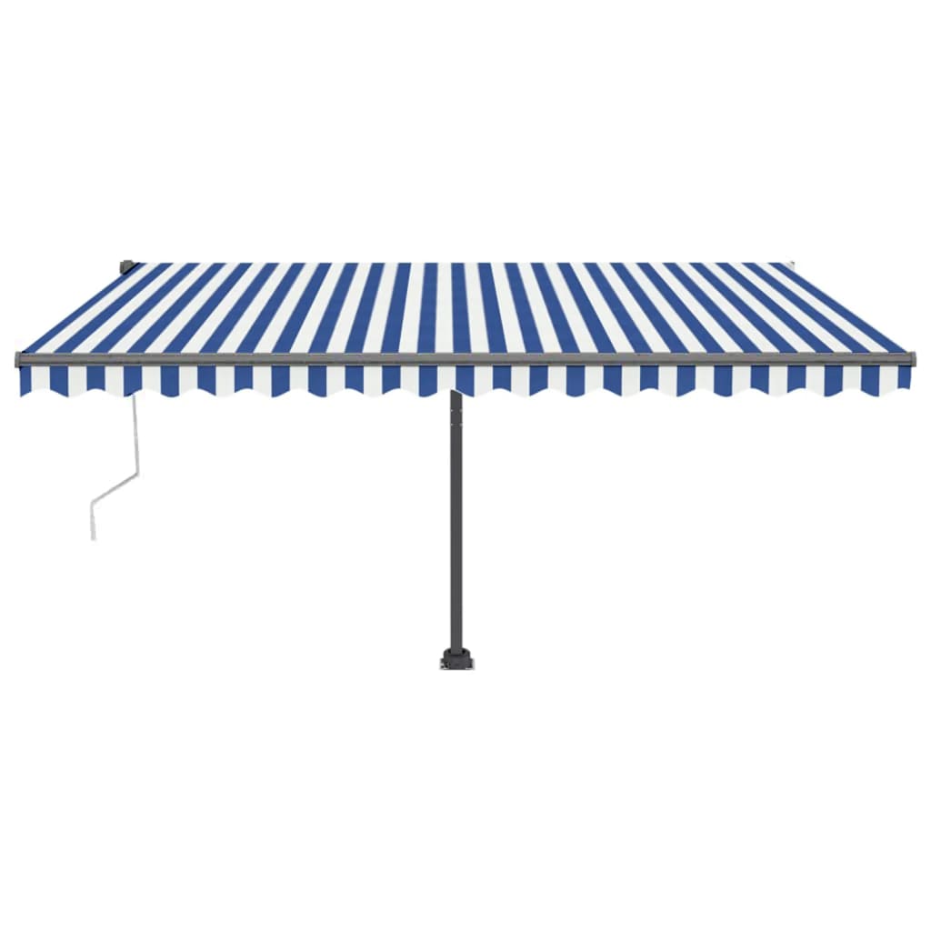 Copertină autonomă retractabilă automat albastru&alb 450x300 cm