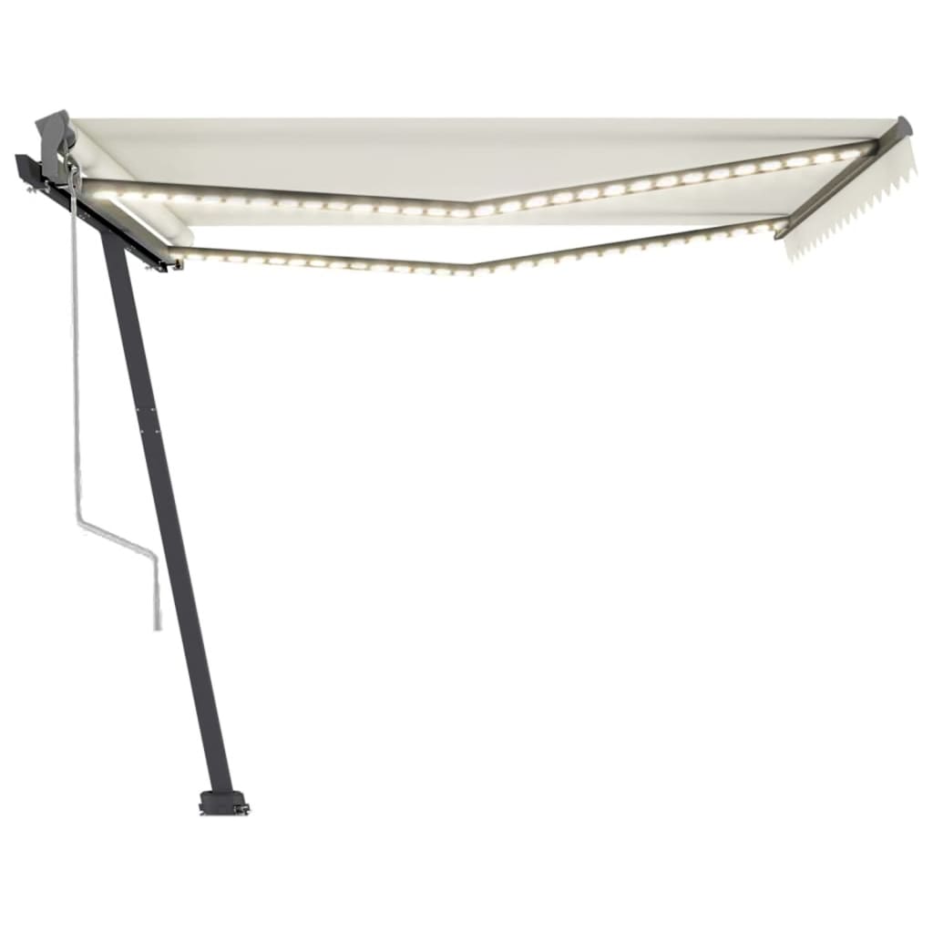 Copertină automată cu senzor vânt & LED, crem, 450x300 cm