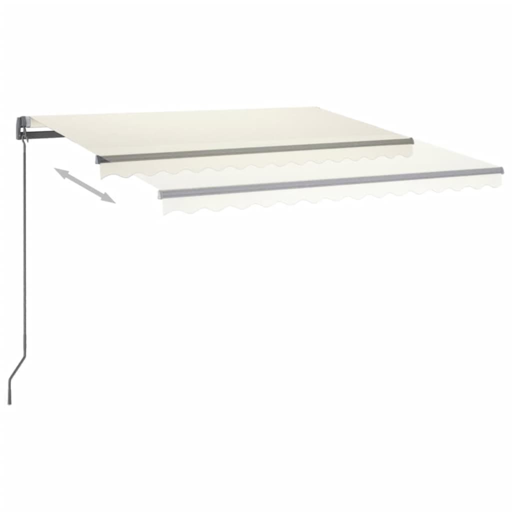 Copertină automată cu senzor vânt & LED, crem, 450x300 cm