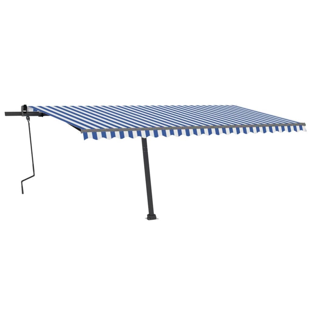 Copertină autonomă retractabilă manual, albastru/alb, 500x300cm