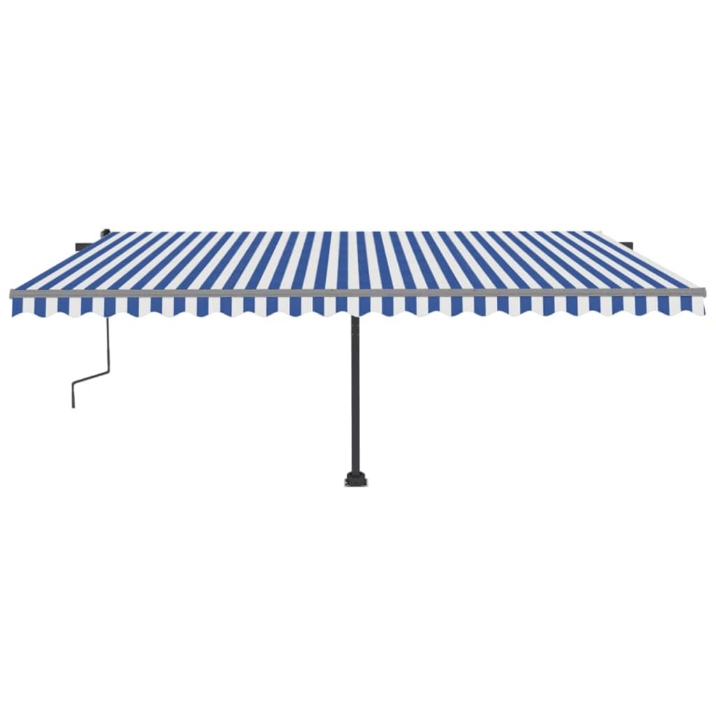 Copertină autonomă retractabilă manual, albastru/alb, 500x300cm