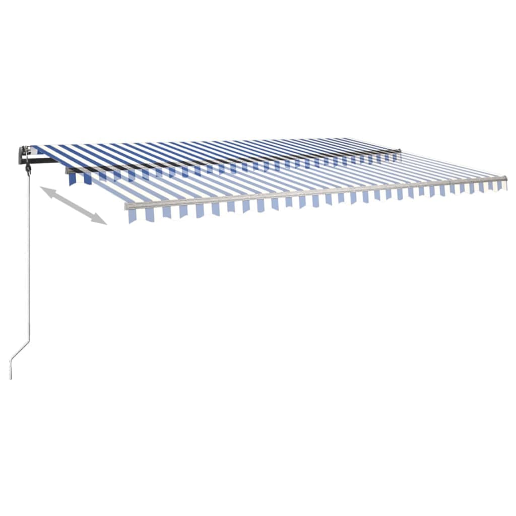 Copertină autonomă retractabilă manual, albastru/alb, 500x300cm