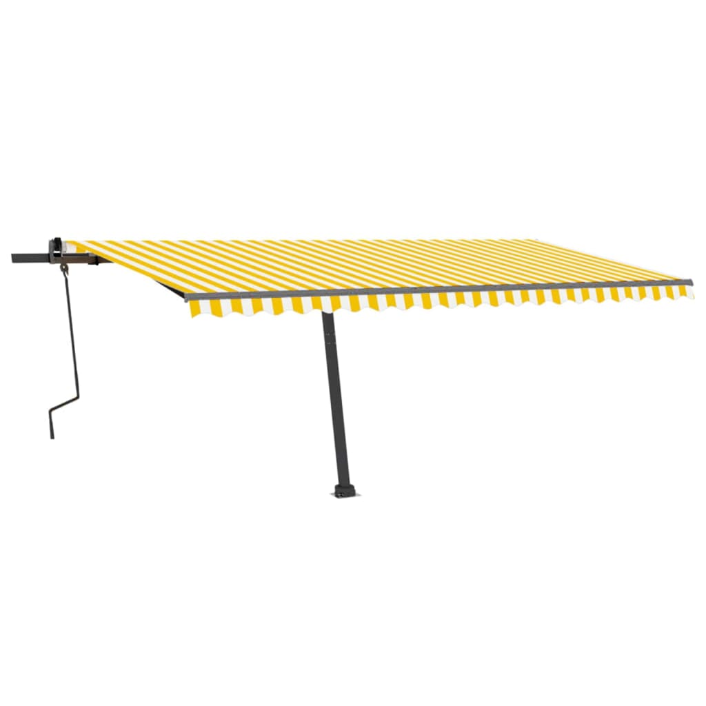 Copertină autonomă retractabilă manual, galben/alb, 500x300 cm