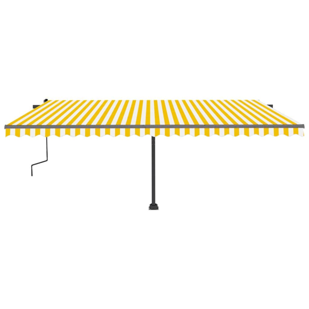 Copertină autonomă retractabilă manual, galben/alb, 500x300 cm