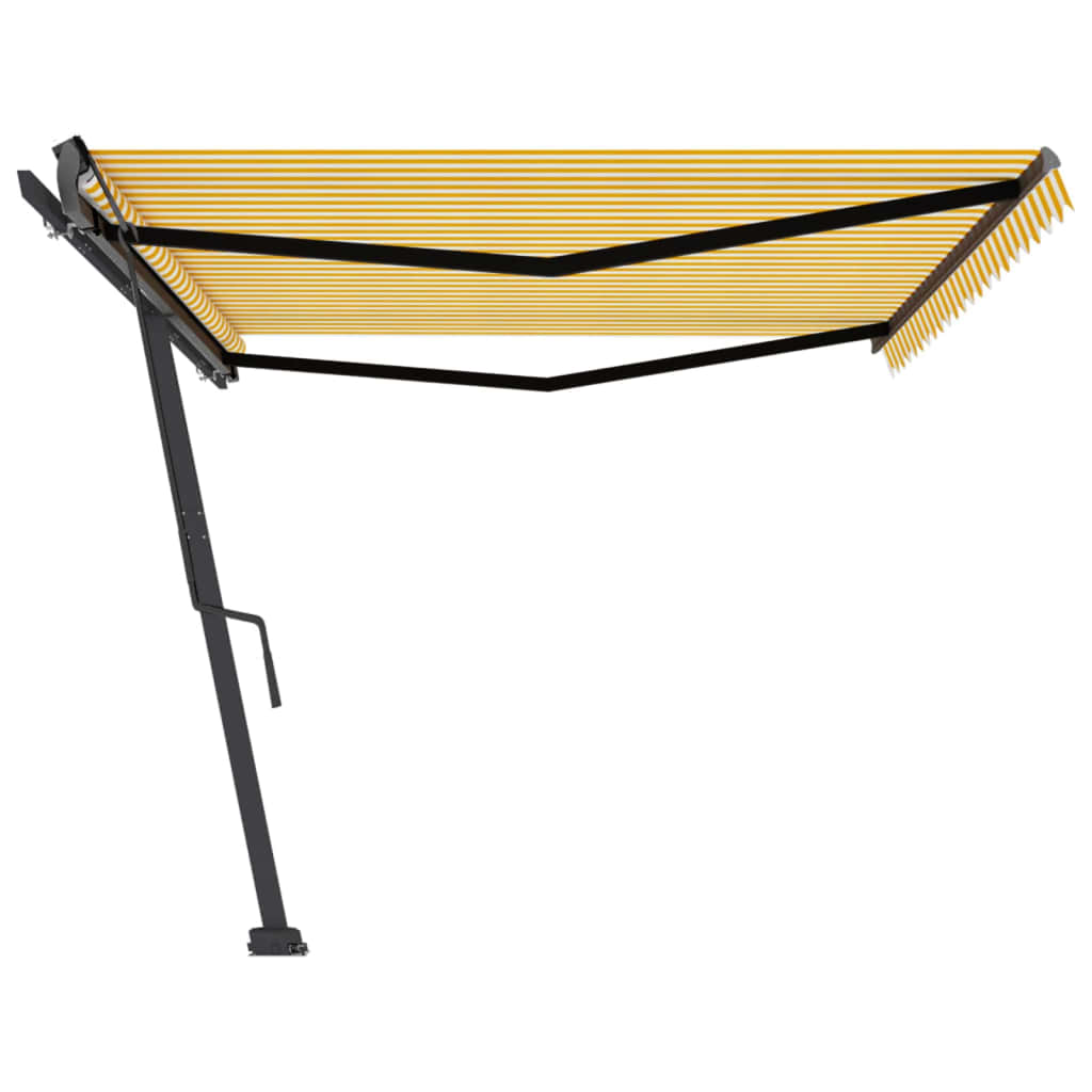 Copertină autonomă retractabilă manual, galben/alb, 500x300 cm