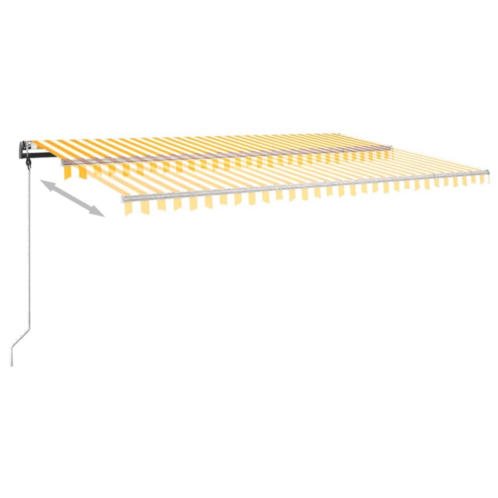 Copertină autonomă retractabilă manual, galben/alb, 500x300 cm