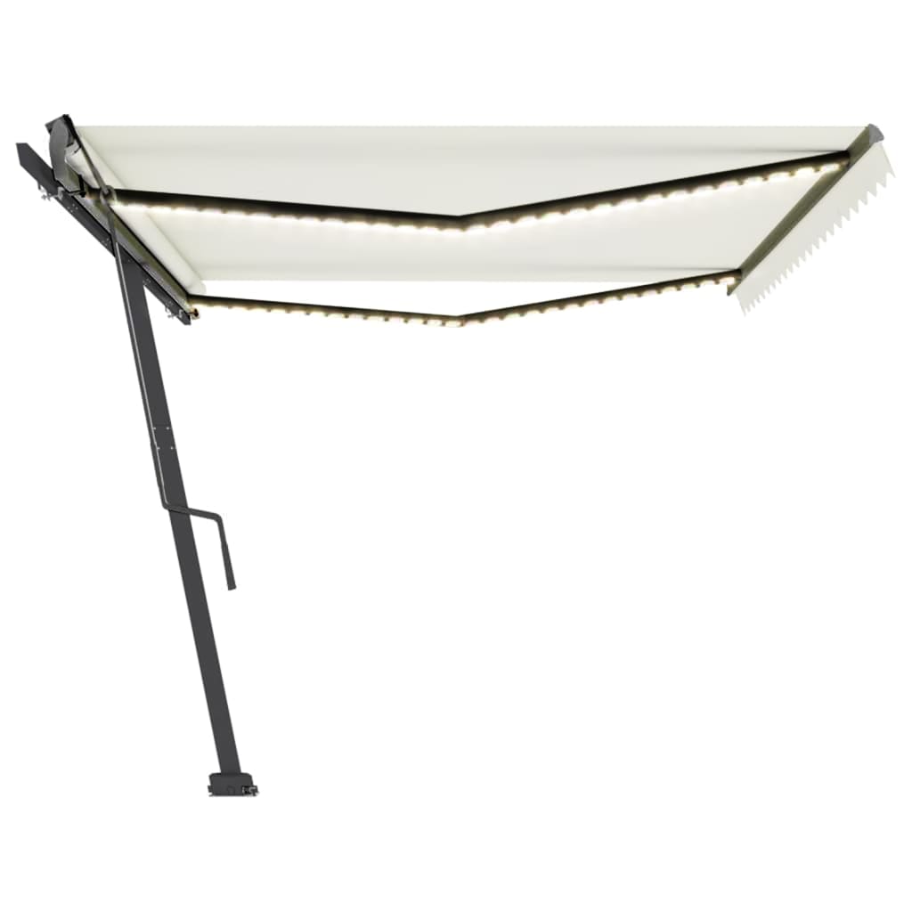 Copertină retractabilă manual cu LED, crem, 500x300 cm