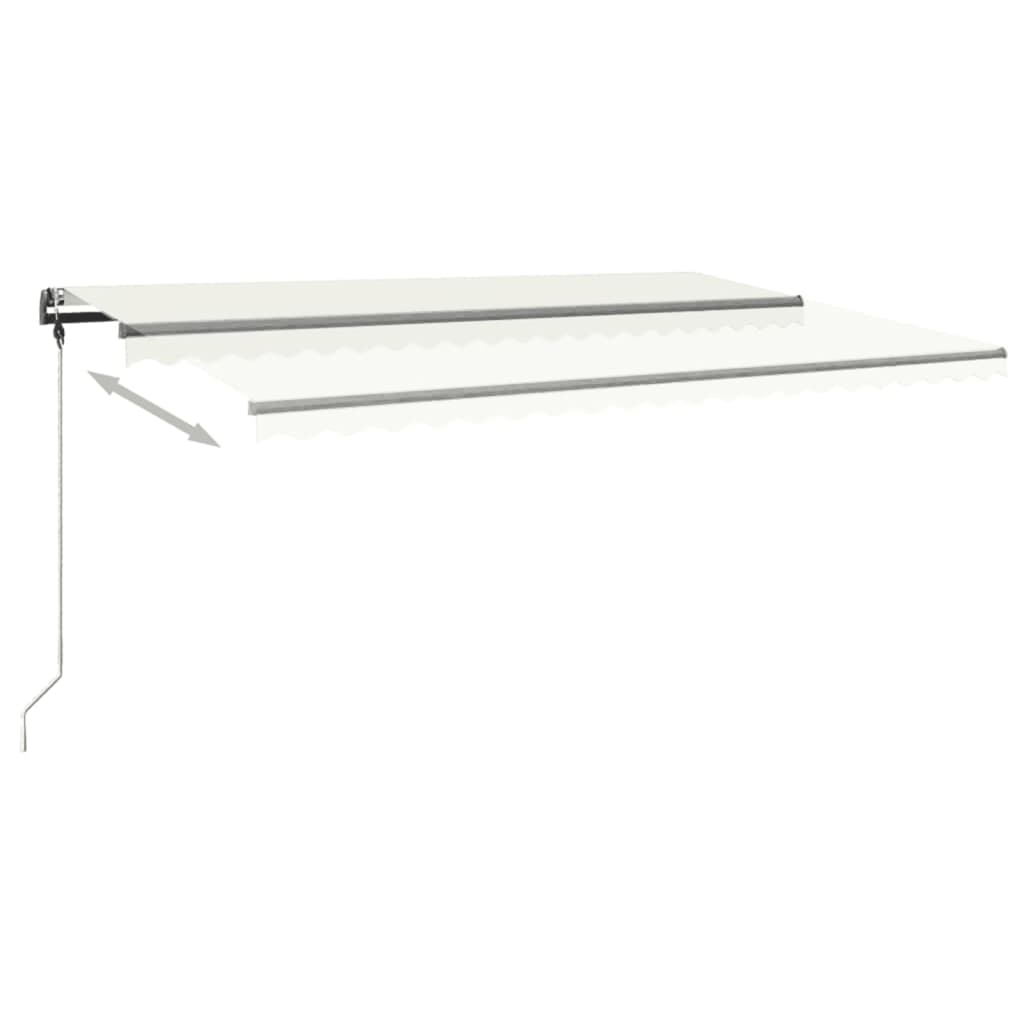 Copertină retractabilă manual cu LED, crem, 500x300 cm