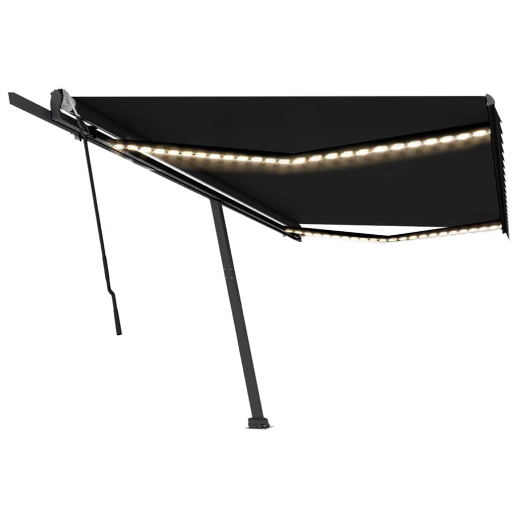 Copertină retractabilă manual cu LED, antracit, 500x300 cm