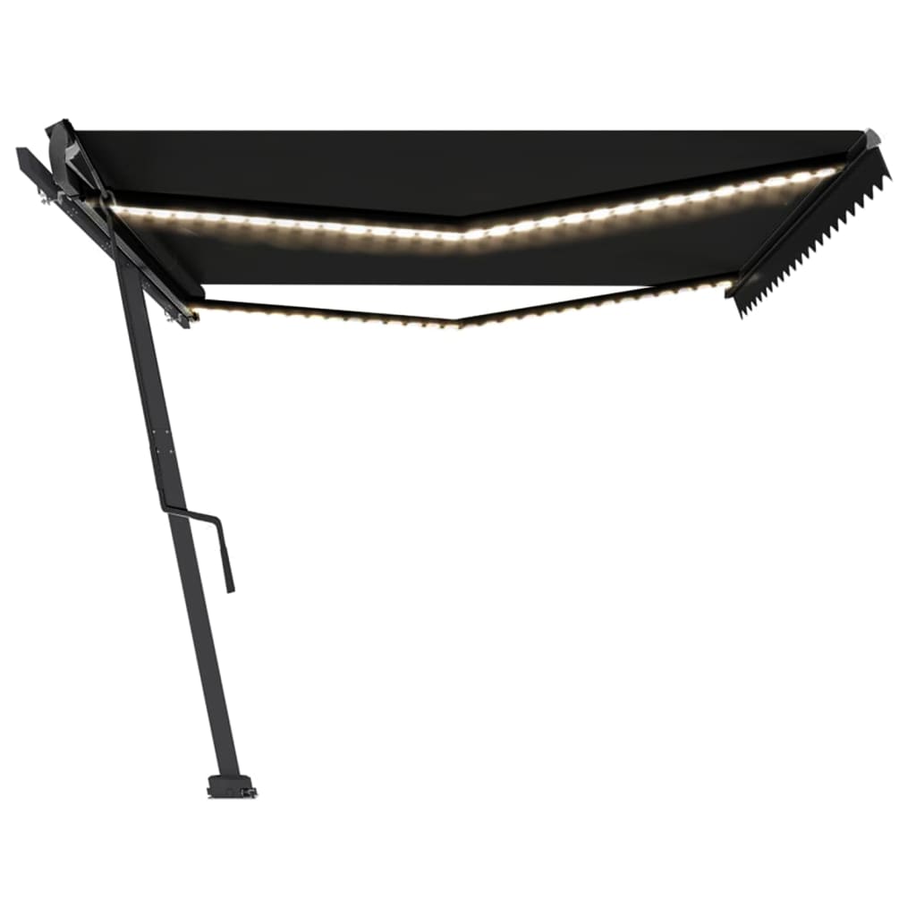 Copertină retractabilă manual cu LED, antracit, 500x300 cm
