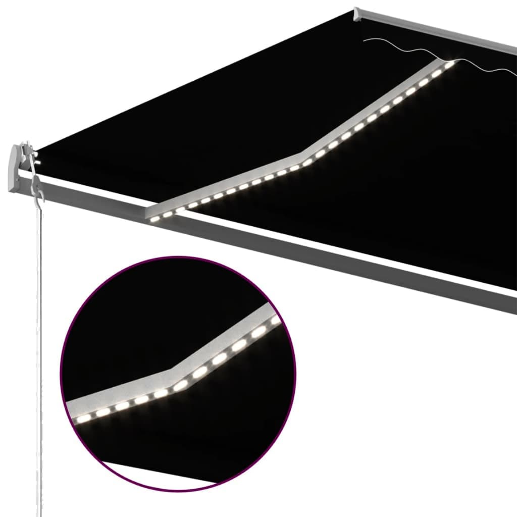 Copertină retractabilă manual cu LED, antracit, 500x300 cm