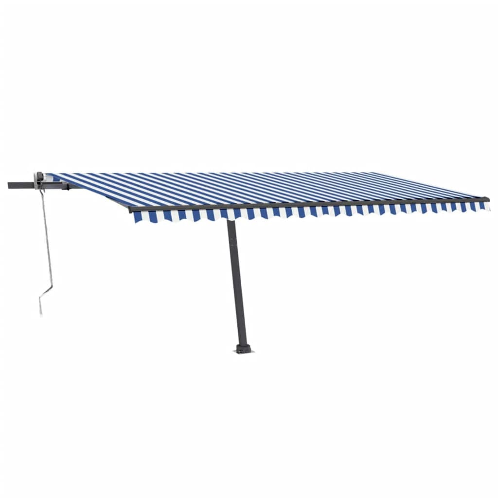 Copertină autonomă retractabilă automat albastru&alb 500x300 cm