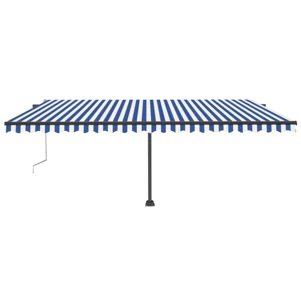 Copertină autonomă retractabilă automat albastru&alb 500x300 cm