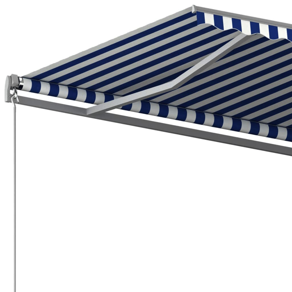 Copertină autonomă retractabilă automat albastru&alb 500x300 cm