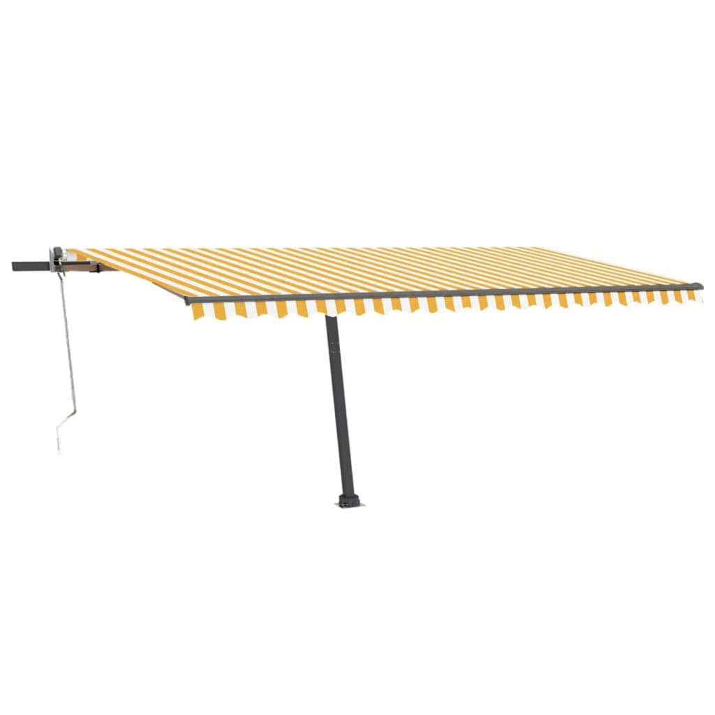 Copertină autonomă retractabilă automat galben&alb 500x300 cm